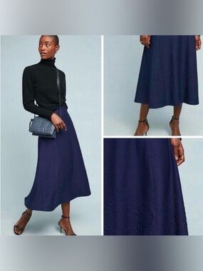 Maeve Navy Midi Skirt